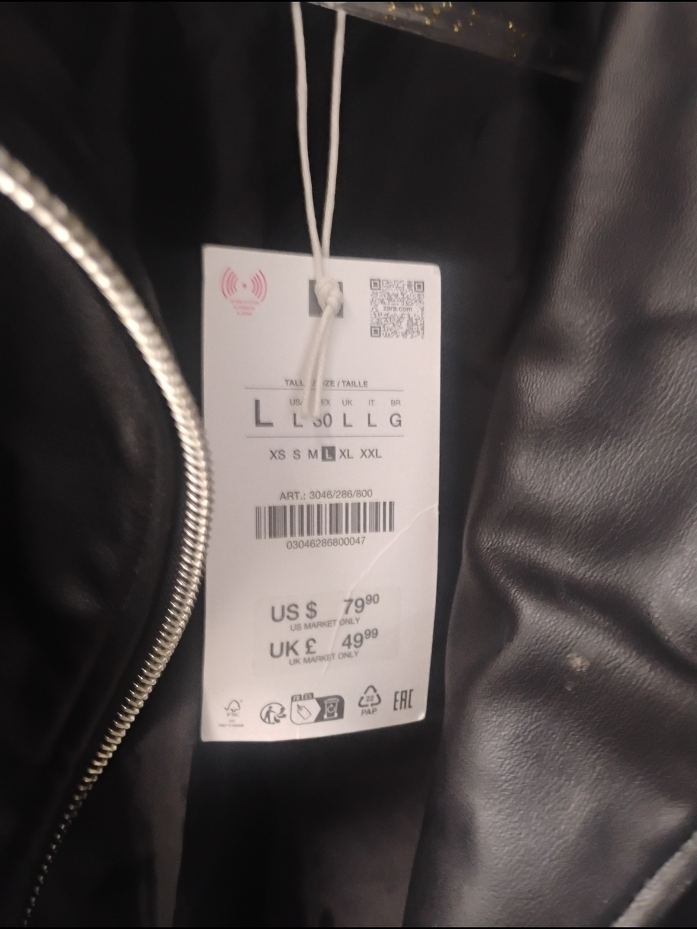 Zara Black Faux Leather Biker Jacket - Picture 8 of 8